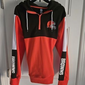 Cleveland Browns NFL Team Apparel 1/4 zip Pullover hoodie sweatshirt NWT L